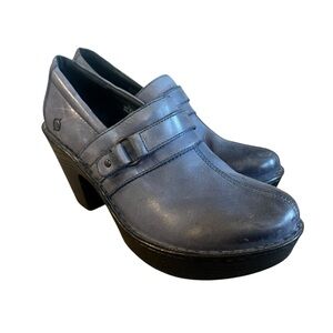 Born Haddon Platform Clogs Dusty‎ Blue Leather Women’s 9.5